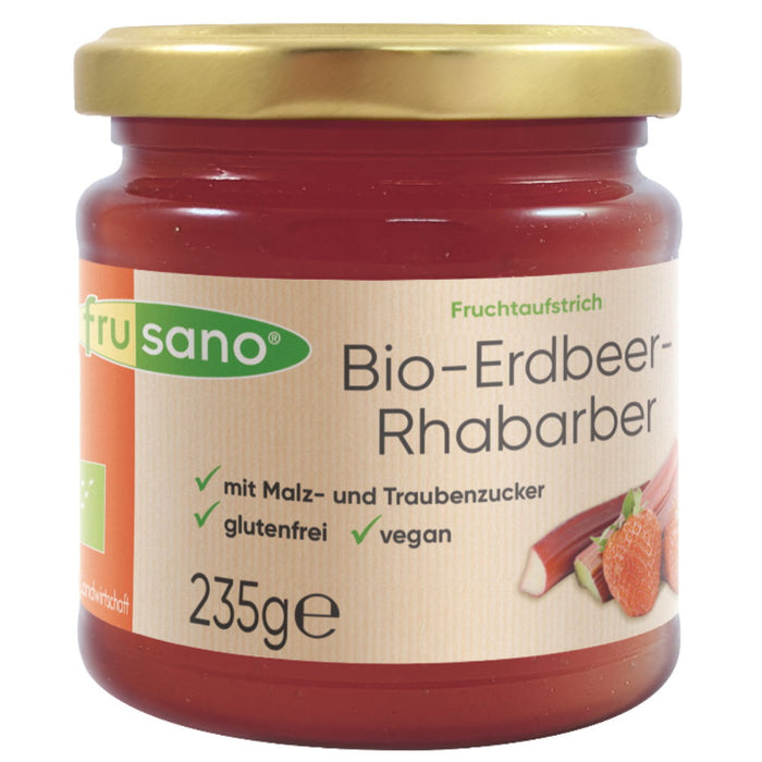 Erdbeer-Rhabarber Fruchtaufstrich 235g-Frusano bio