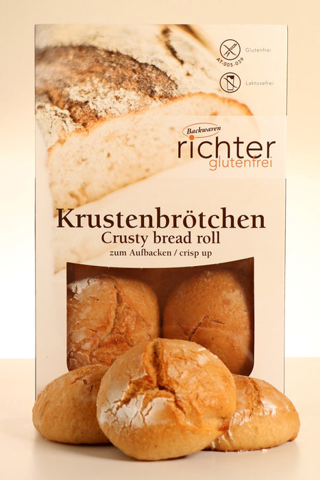 Krustenbrötchen 260g  - Richter glutenfrei

Die glutenfreien Krustenbrötchen von&nbsp; Richter glutenfrei sind vier leckere Brötchen zum selbst aufbacken. Die glutenfreien Brötchen kurz im Ofen aufbacken, lecker belegen und fertig ist der Genuß. Ob mit herzhaftem oder süßem Belag, die Krustenbrötchen von&nbsp;Richter glutenfrei schmecken immer und überall und sind dabei frei von Gluten und frei von Laktose. Ein Genuss für die ganze Familie!