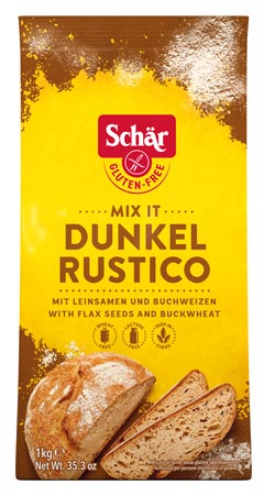 Mix it Dunkel Rustico 1000g - Schär

Sie träumen schon lange von richtig gutem, selbstgebackenem dunklem Brot? Dann probieren Sie doch mal die natürlich glutenfreie Backmischung von Schär!