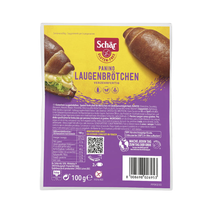 Panino Laugenbrötchen 100g - Schär

Kurz aufbacken und genießen – unsere leckeren Laugenbrötchen gehören in jede glutenfreie Tiefkühltruhe! 
