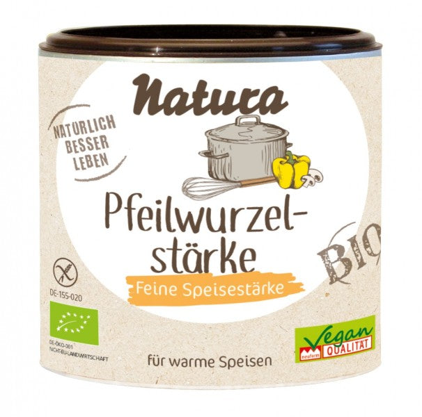 Pfeilwurzelstärke 125g- Natura Bio

Pfeilwurzelstärke von Natura ist ein vielseitiges glutenfreies Bindemittel, aus der tropischen Arrowroot-Knollenpflanze, für die Zubereitung von Gemüse- und Fleischgerichten, Aufläufen, Suppen, Soßen, Gelees, Konfitüren und Grützen.