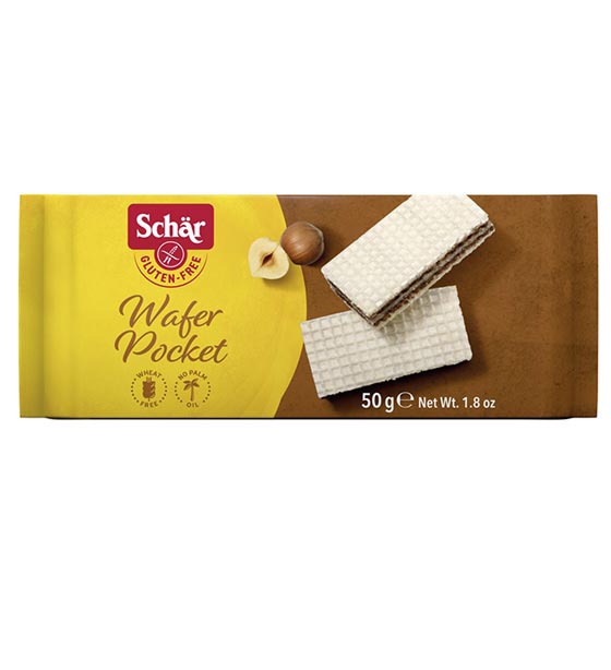 Wafer Pocket /50g- Haselnusscremewaffel - Schär

Wafer pocket von Dr. Schär ist eine glutenfreie Haselnusscreme Waffel. Locker und leicht, perfekt für eine kleine Pause und für unterwegs.
